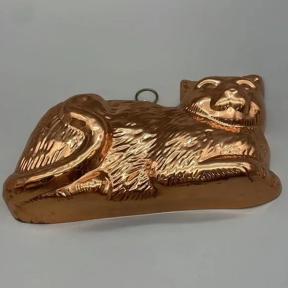 Vintage Copper Coated Cat Jelly Mold Wall Decor Kitsch - Picture 2 of 10